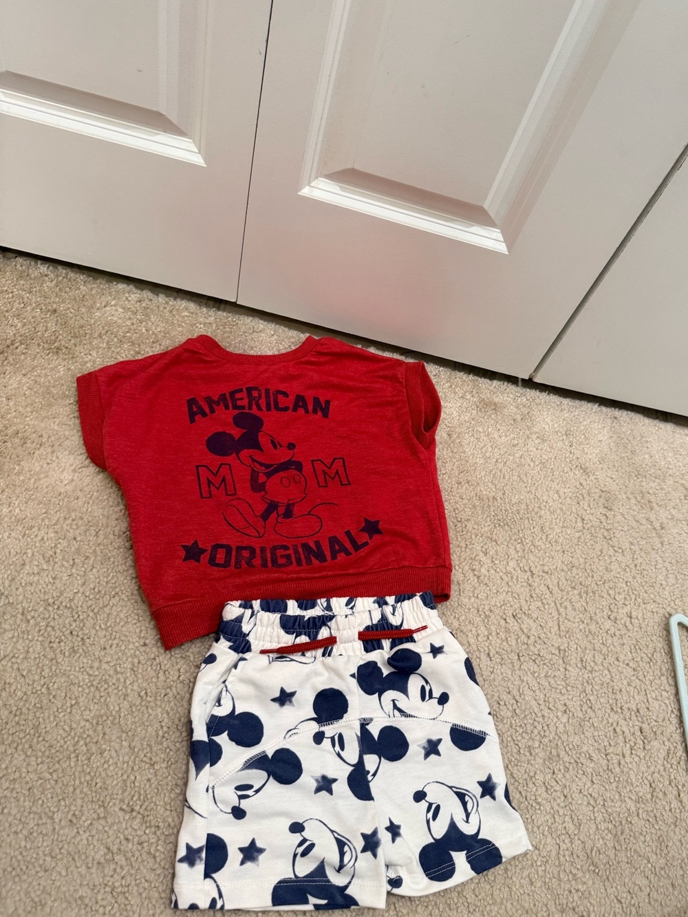 Disney American with Mickey Print matching set 2t